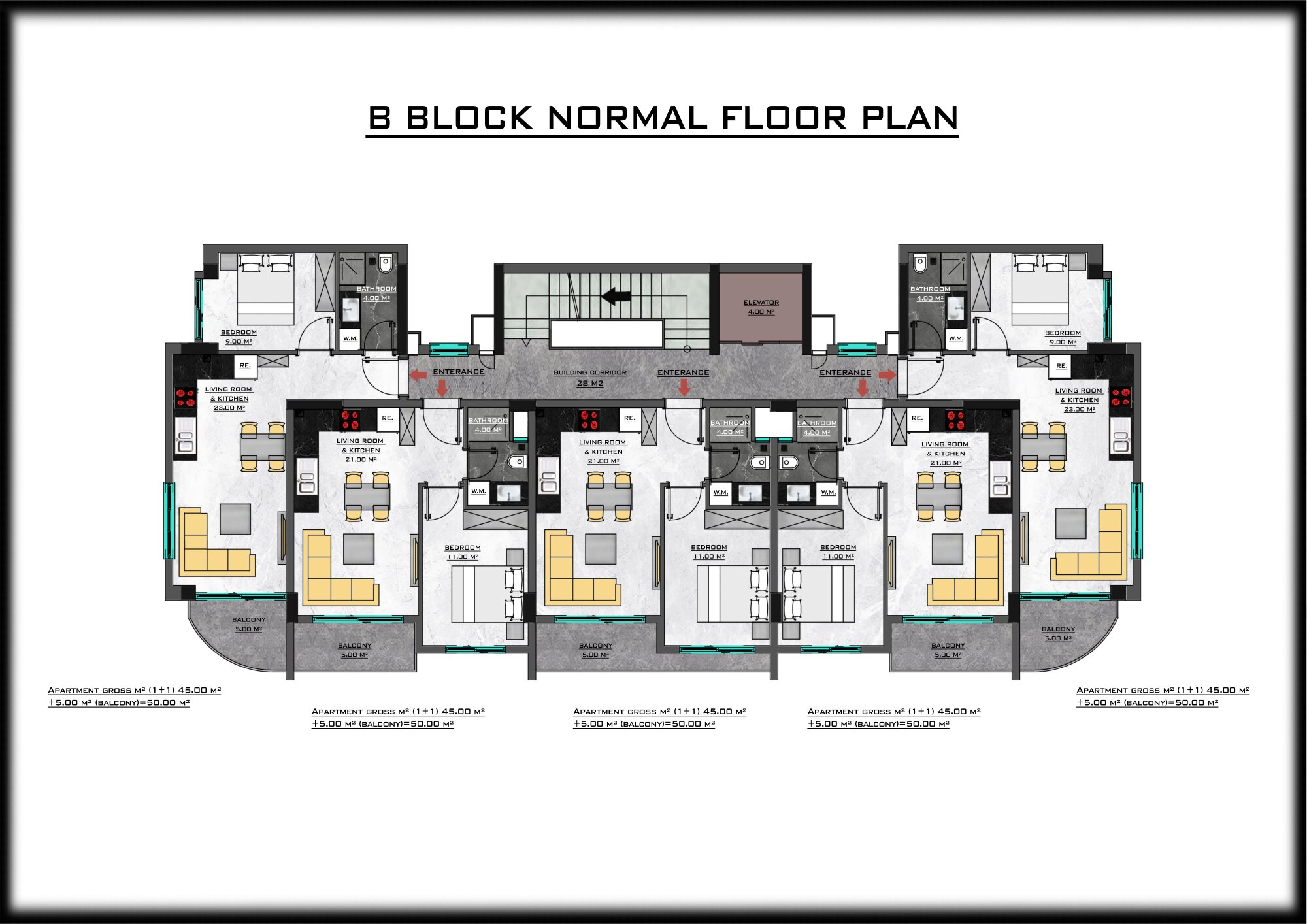 Trendy Cleopatra – 1+1 B Block typical floor