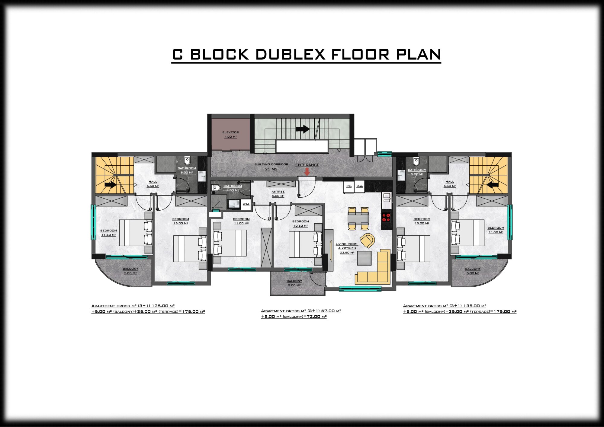 Trendy Cleopatra – 2+1 C Block duplex floor
