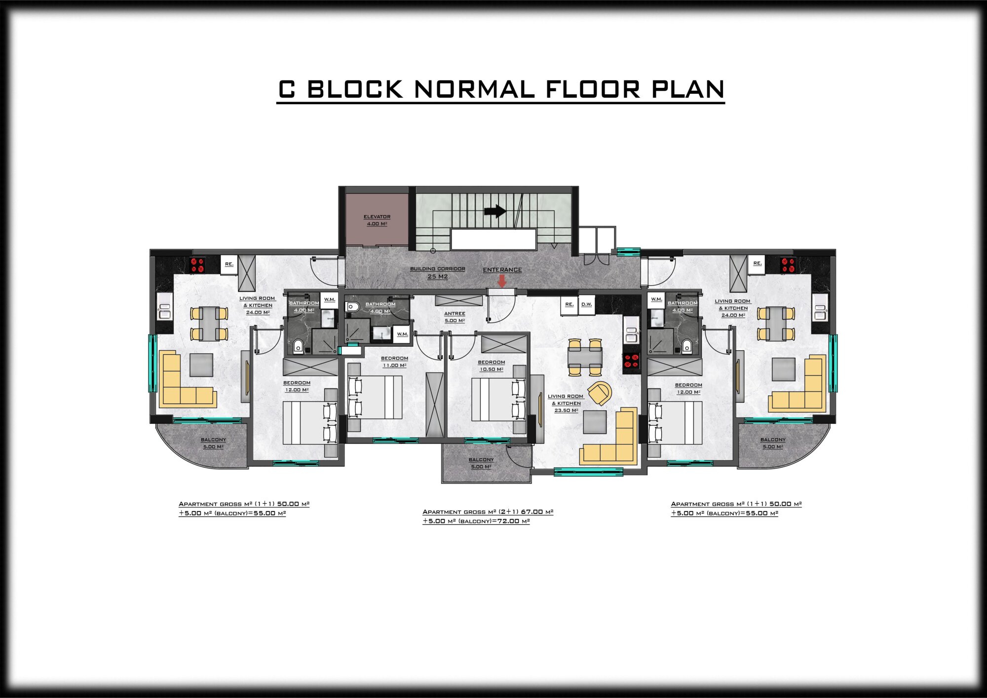 Trendy Cleopatra – 1+1 C Block typical floor