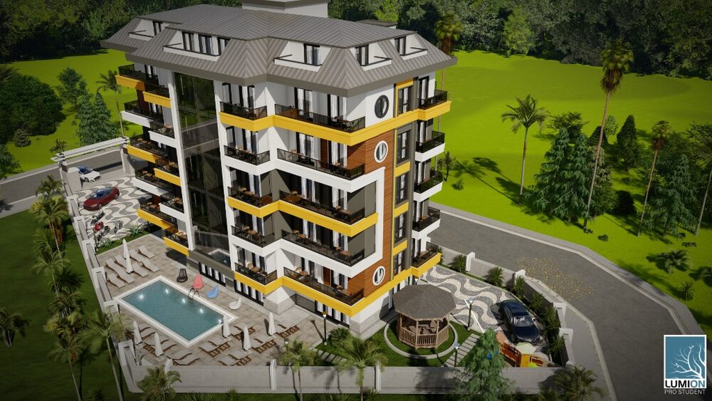 Trendy Nova – aerial view with pool render